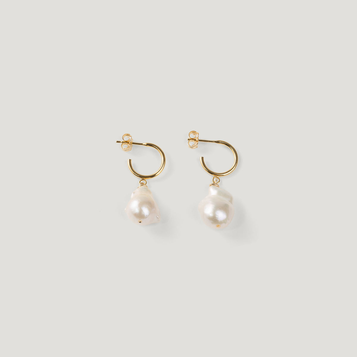 Handmade baroque freshwater pearl hoop earrings in 14k gold filled
