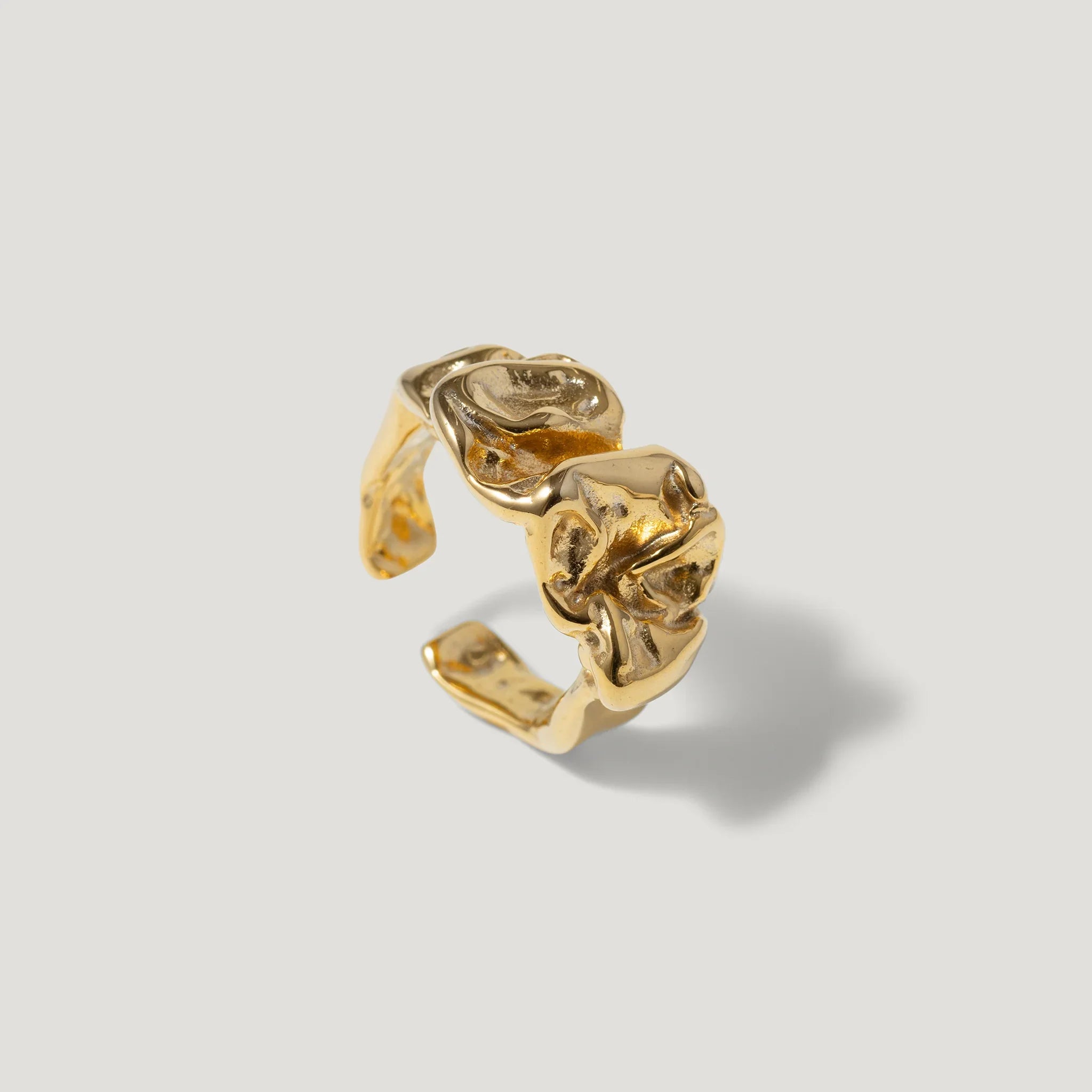 Ore Rng Ore Ring — Sculptural Textured Open Ring in Stainless Steel 18k Gold ...