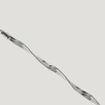 Close-up of a twisted silver herringbone chain necklace on a white background