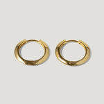 Pair of gold-plated sterling silver hoop earrings on a light background